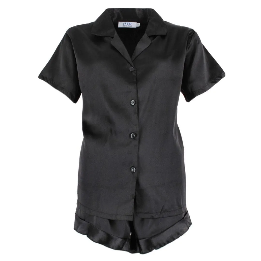 CTM® Women's Notched Collar Satin Short Sleeve Pajama Set sold by Belt Outlet product image thumbnail 2
