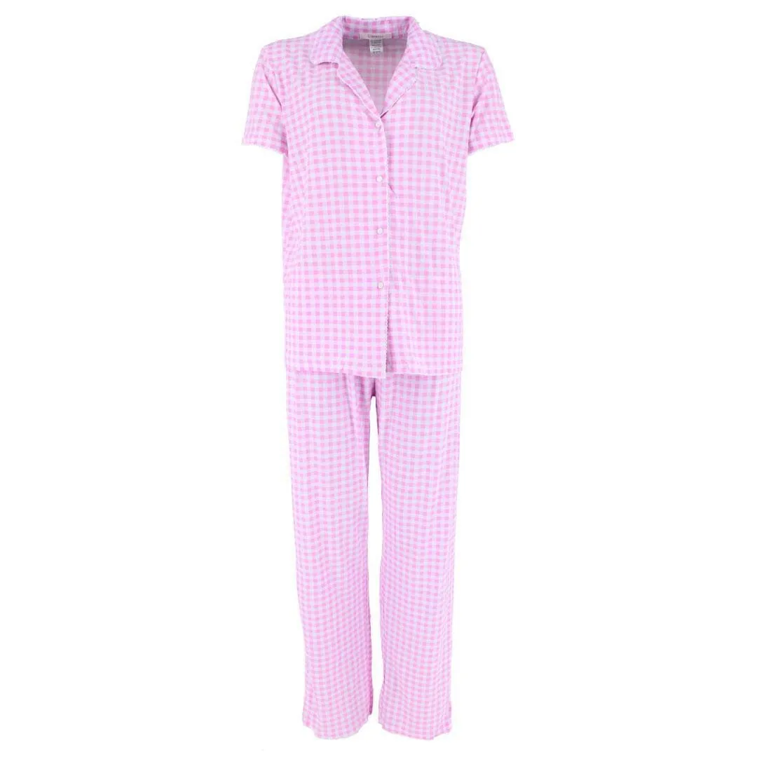 CTM® Women's Gingham Notched Collar Pajama Set sold by Belt Outlet product image thumbnail 3