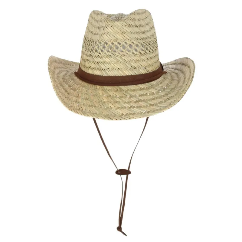 Broner Men's Ventilated Western Straw Hat with Chin Cord made by Belt Outlet