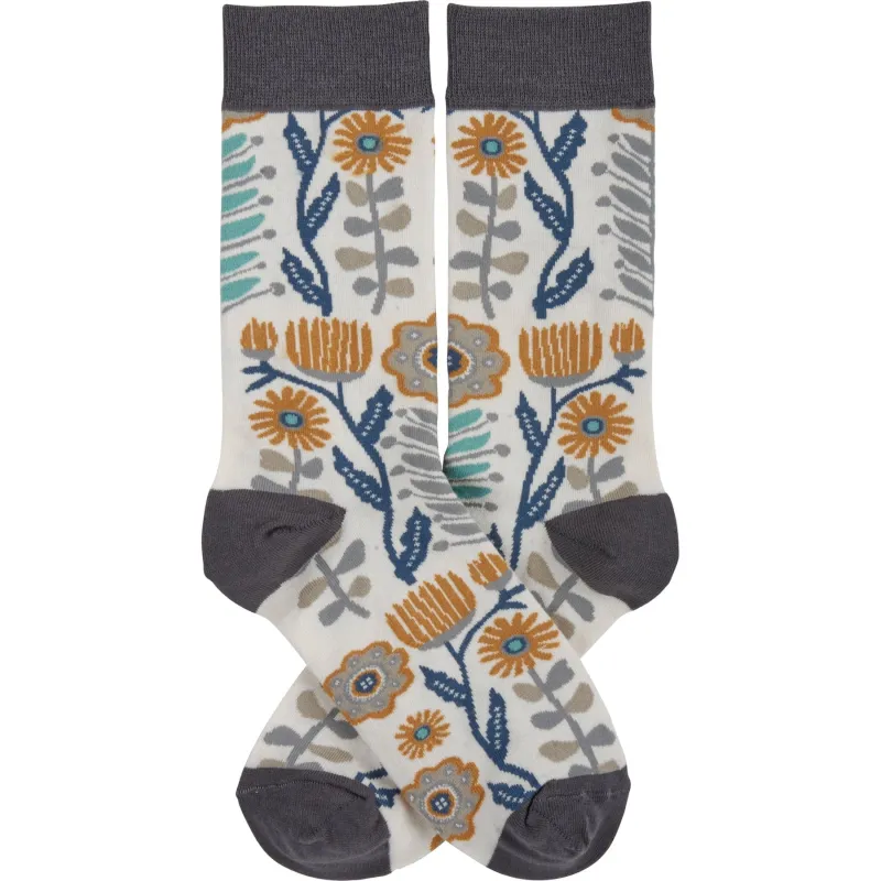 The Bullish Store Women's Folk Art Floral Socks in Multicolor made by Belt Outlet