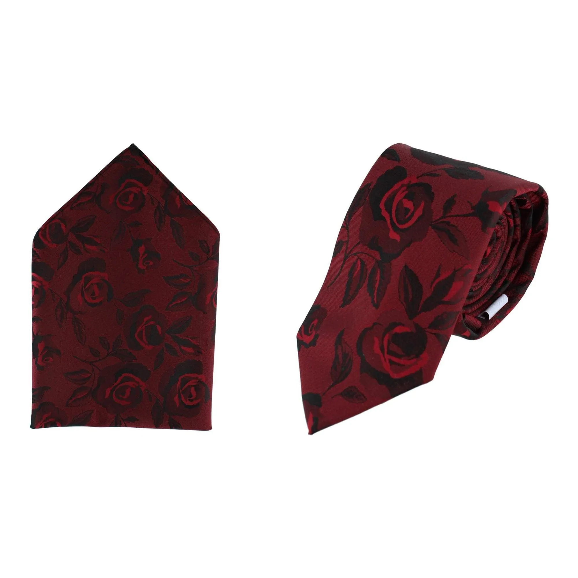 Rose Print Tone on Tone Tie & Pocket Square Bundle sold by Belt Outlet product image thumbnail 4