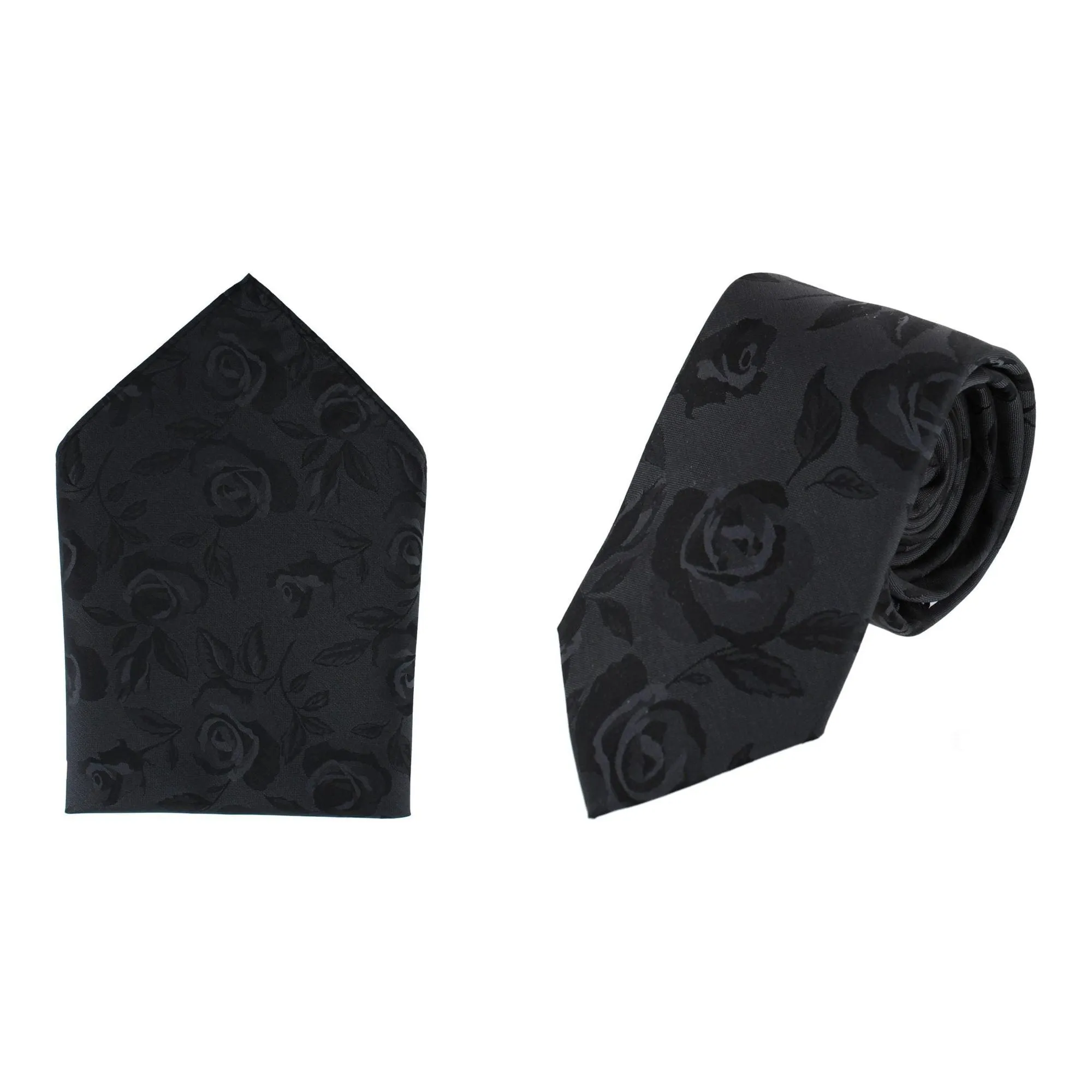 Rose Print Tone on Tone Tie & Pocket Square Bundle sold by Belt Outlet