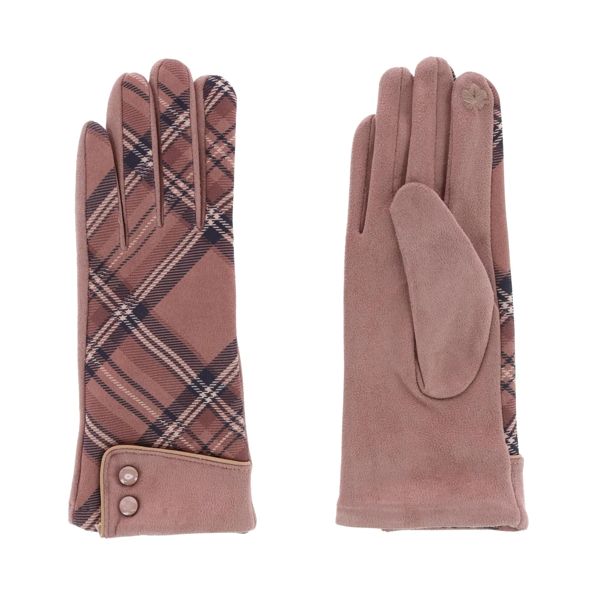 CTM® Women's Plaid Touchscreen Gloves with Button Detail sold by Belt Outlet product image thumbnail 4