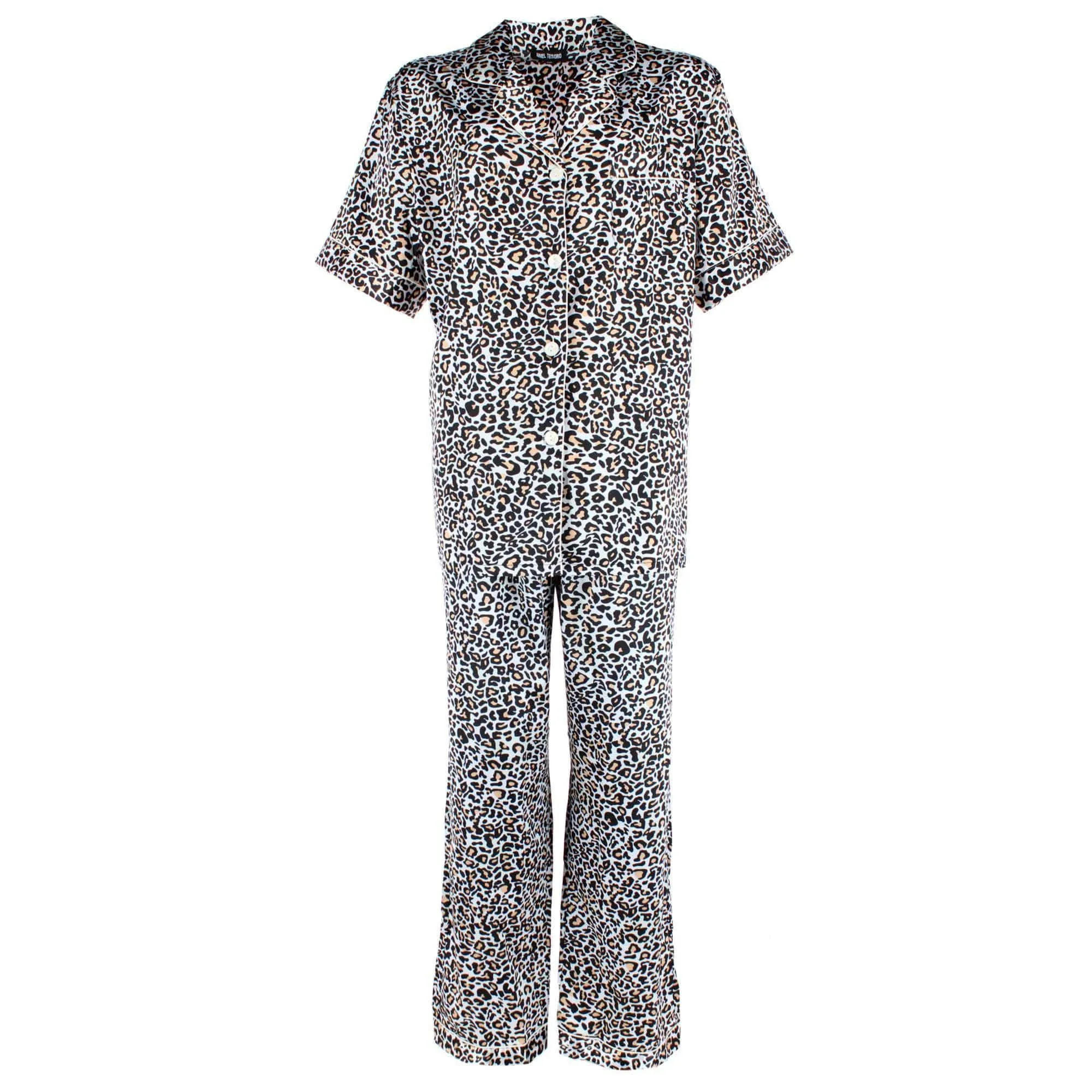 CTM® Women's Plus Size Satin Leopard Print Pajama Set sold by Belt Outlet product image thumbnail 4