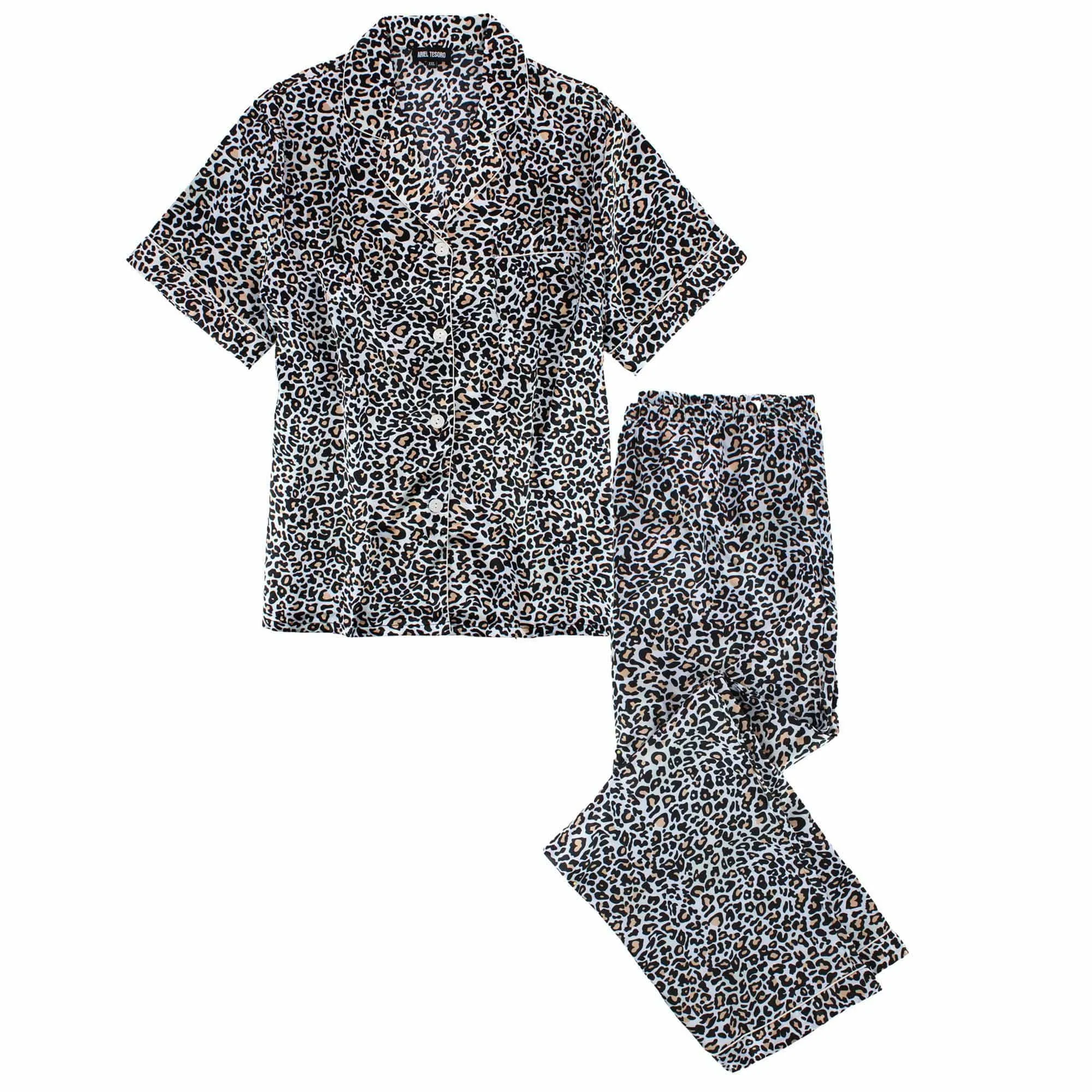 CTM® Women's Plus Size Satin Leopard Print Pajama Set sold by Belt Outlet