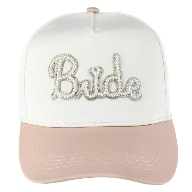 CTM® Bride To Be Satin Pearl Beaded Hat for Women made by Belt Outlet