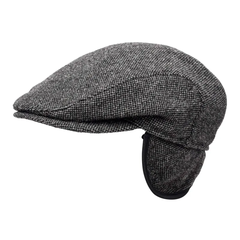 Wigens Men's Shetland Wool Slim Ivy Cap with Ear Flaps made by Belt Outlet