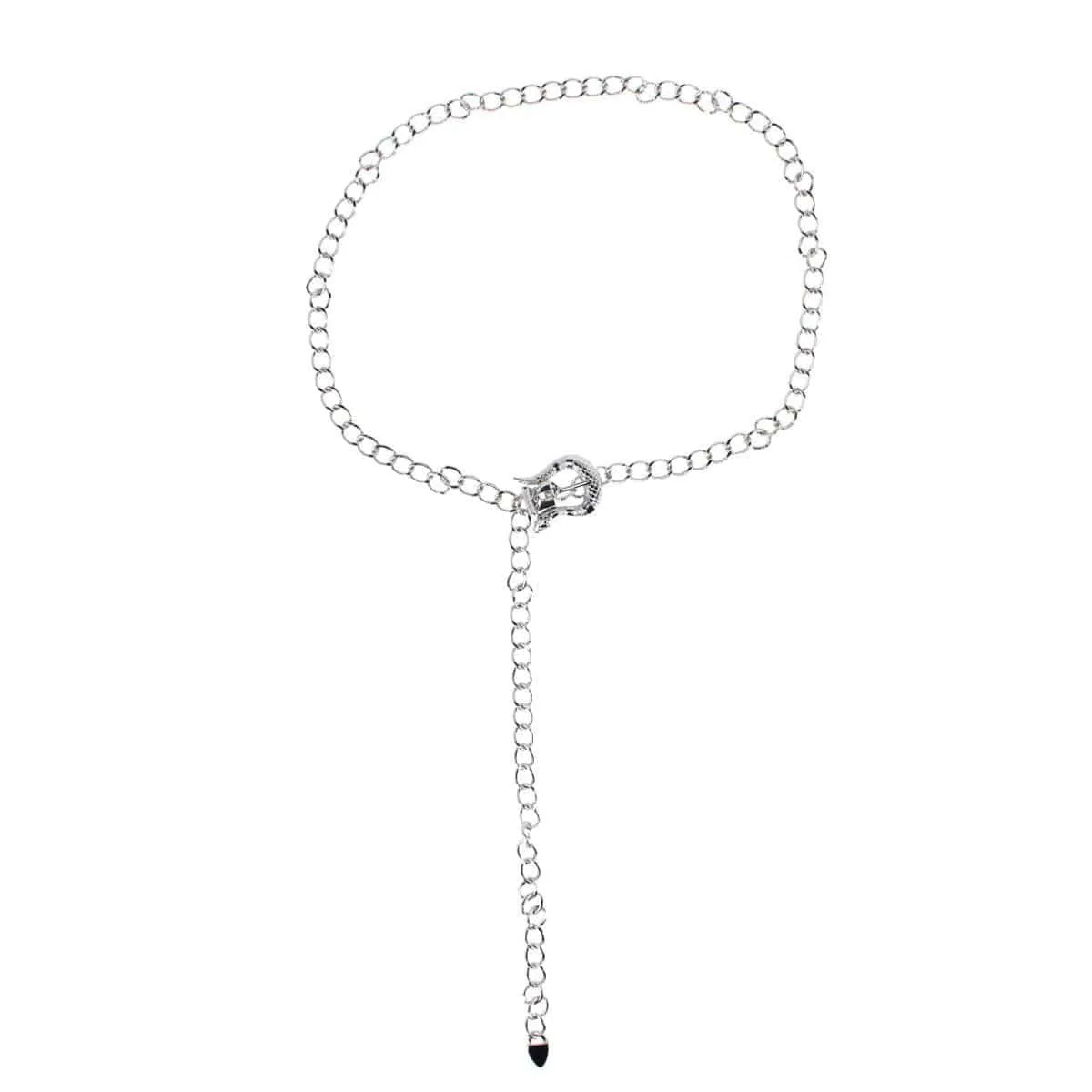 CTM® Women's Snakeskin Metal Buckle Chain Belt sold by Belt Outlet product image thumbnail 4