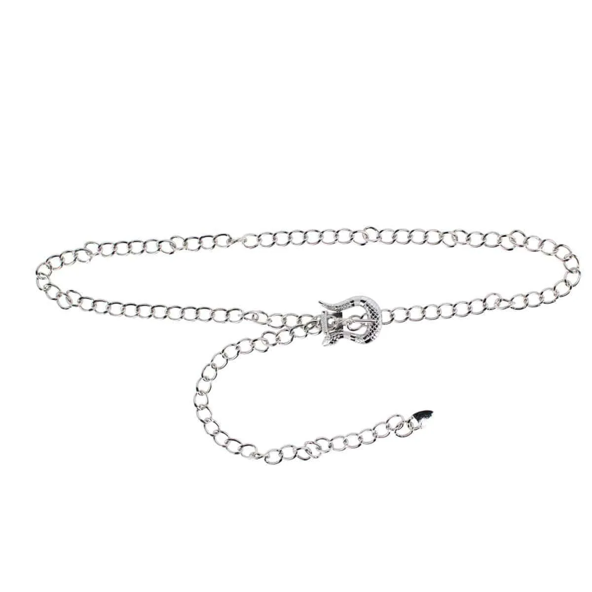 CTM® Women's Snakeskin Metal Buckle Chain Belt sold by Belt Outlet product image thumbnail 3