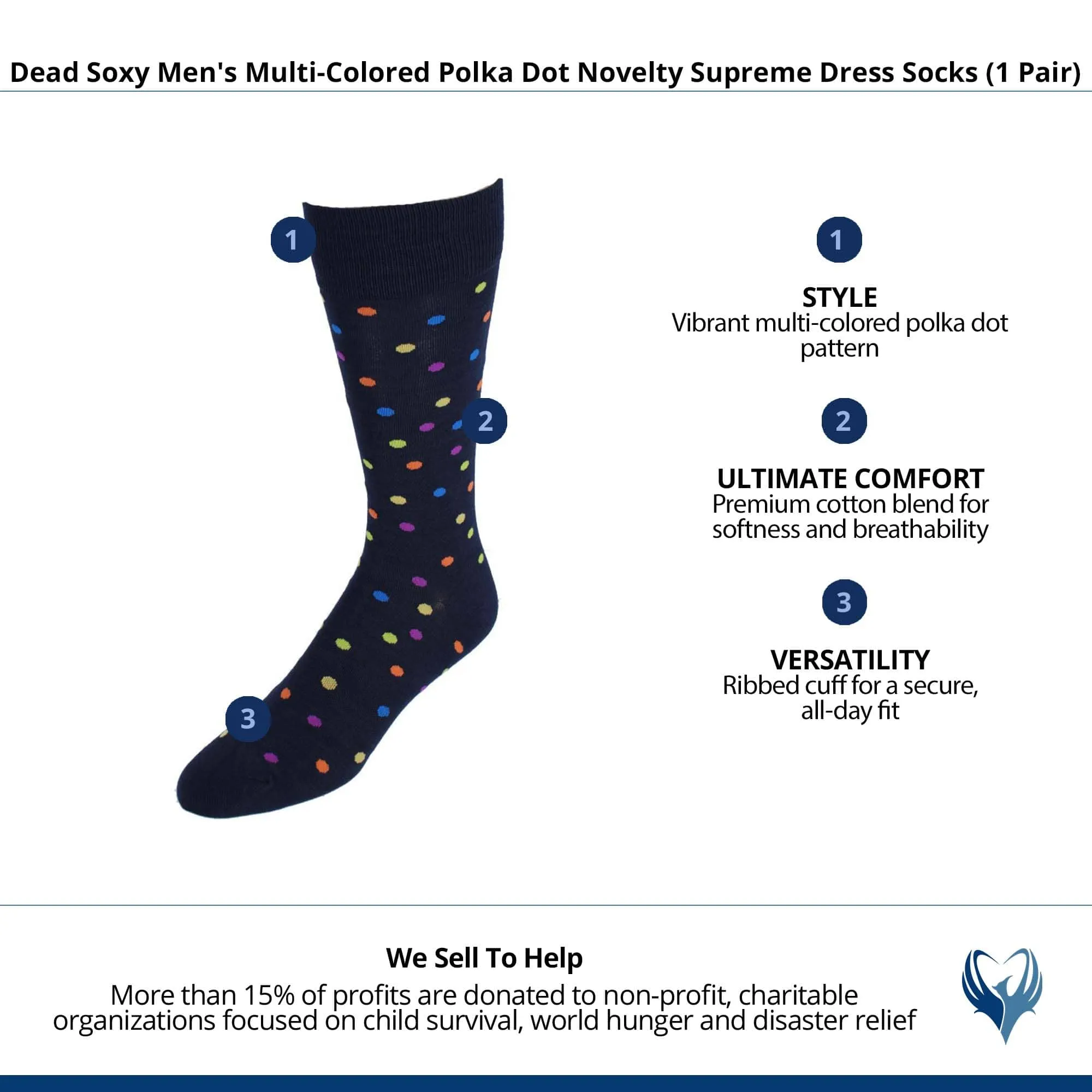 Dead Soxy Men's Multi-Colored Polka Dot Novelty Supreme Dress Socks (1 Pair) sold by Belt Outlet product image thumbnail 4