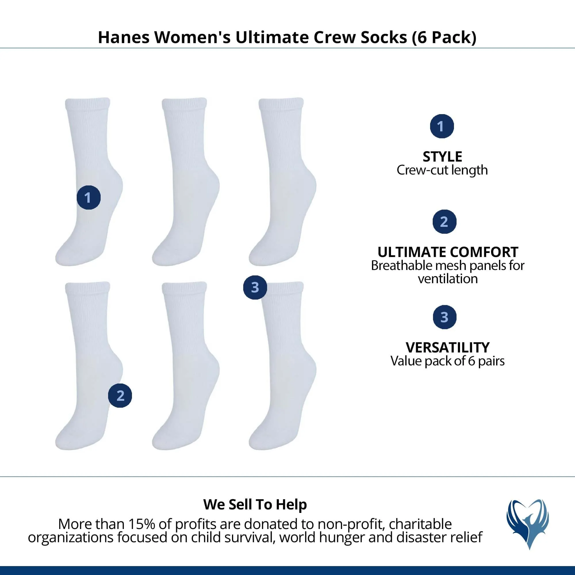 Hanes Women's Ultimate Crew Socks (6 Pack) sold by Belt Outlet product image thumbnail 5