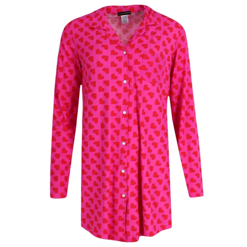 Not a Morning Person Women's Valentine Hearts Button Down Nightshirt sold by Belt Outlet