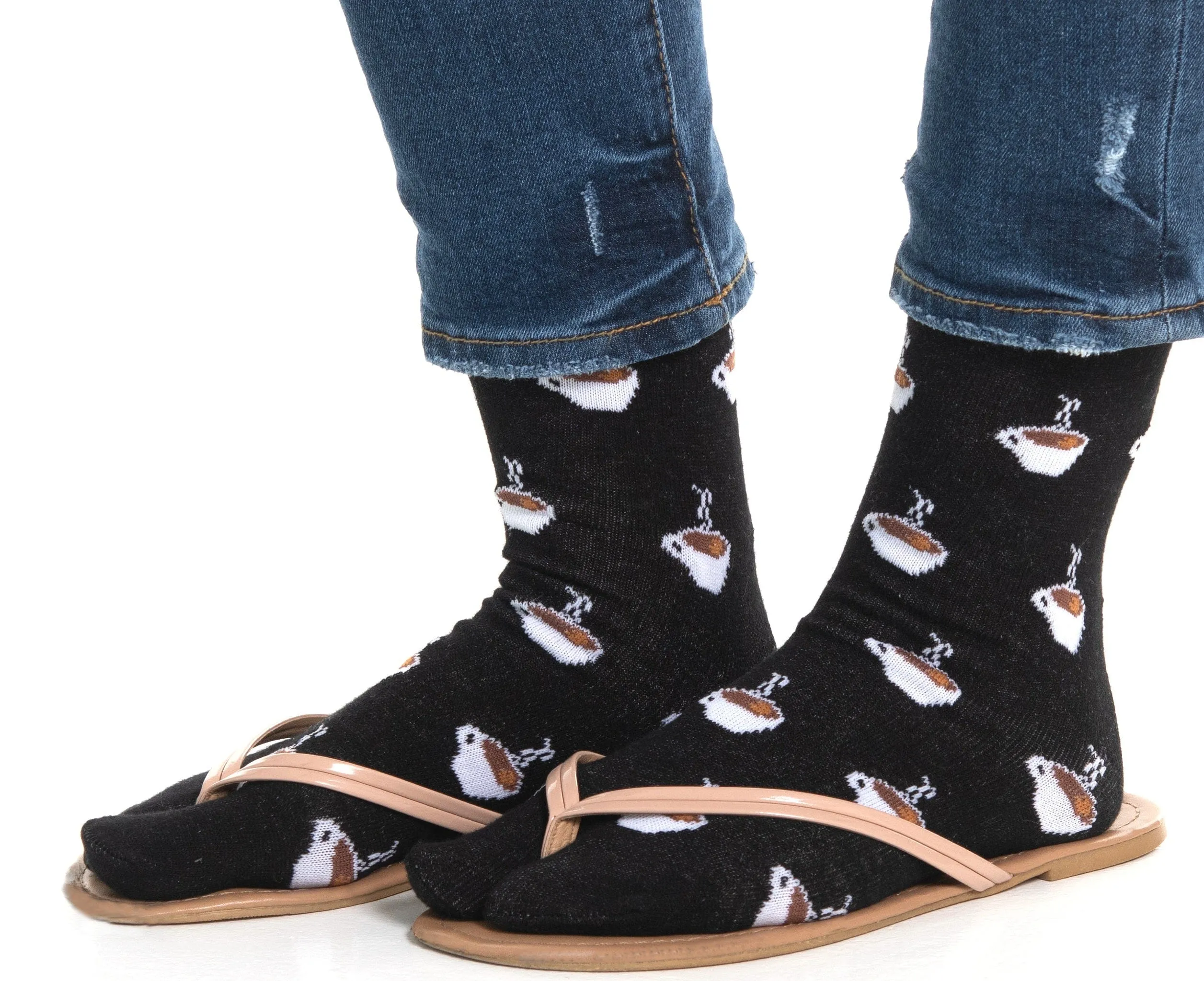 V-Toe Socks, Inc Unisex Flip Flop Tabi Socks - Coffee Cups sold by Belt Outlet product image thumbnail 3