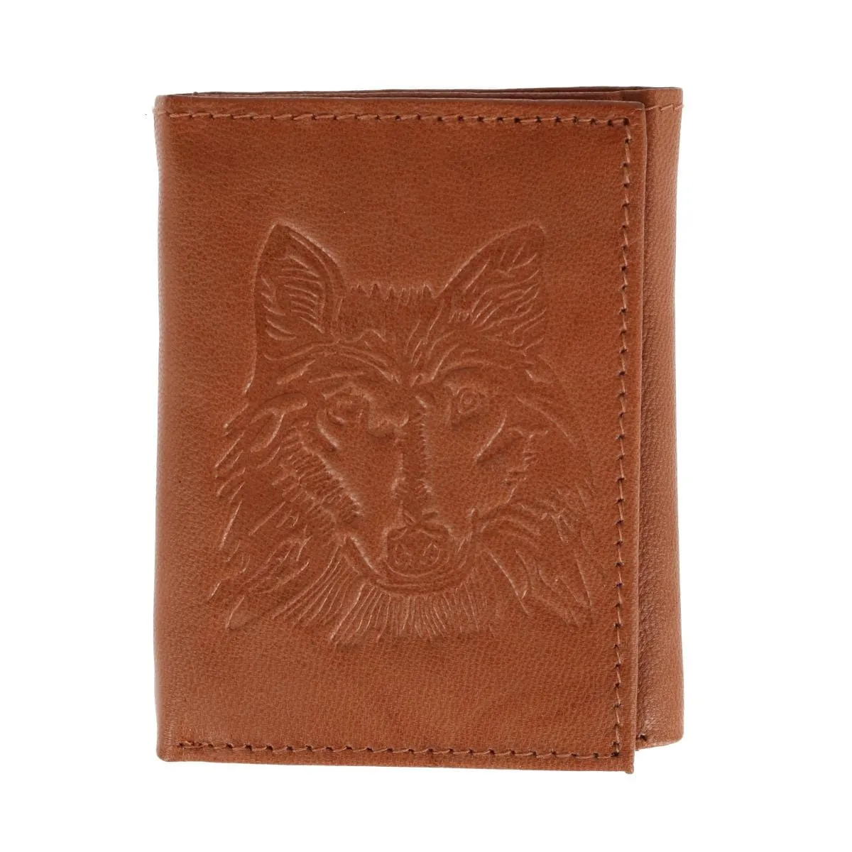 CTM® Men's RFID Wolf Embossed Trifold Wallet sold by Belt Outlet