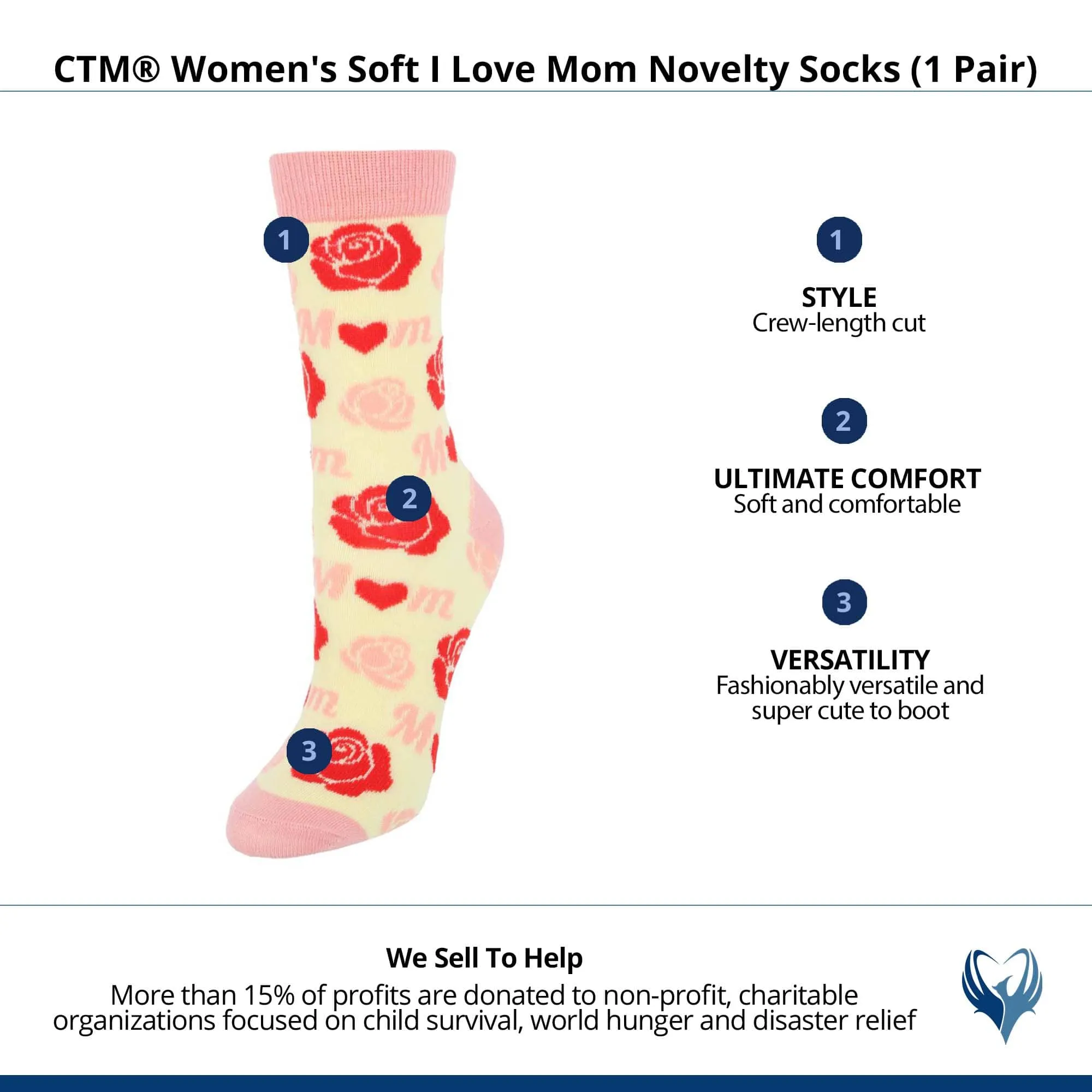 CTM® Women's Soft I Love Mom Novelty Socks (1 Pair) sold by Belt Outlet product image thumbnail 4