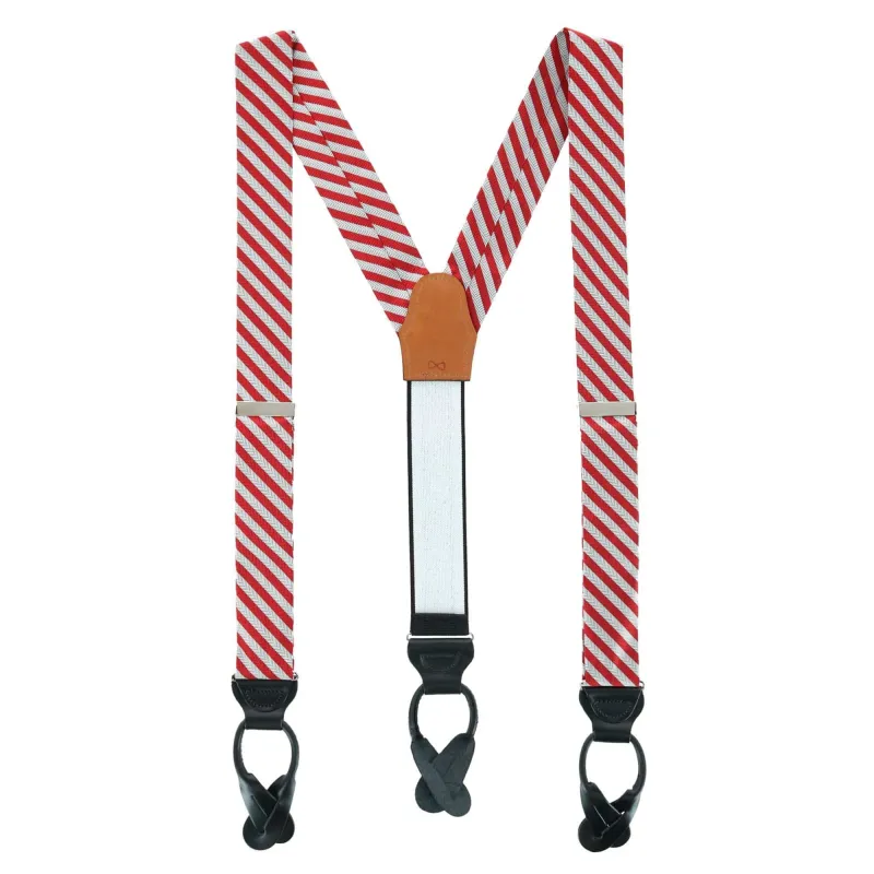 Trafalgar Men's Griswold Striped Herringbone Silk Suspenders made by Trafalgar
