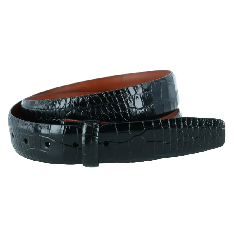 Trafalgar Leather Mock Crocodile Print No Buckle Harness Belt Strap sold by Belt Outlet