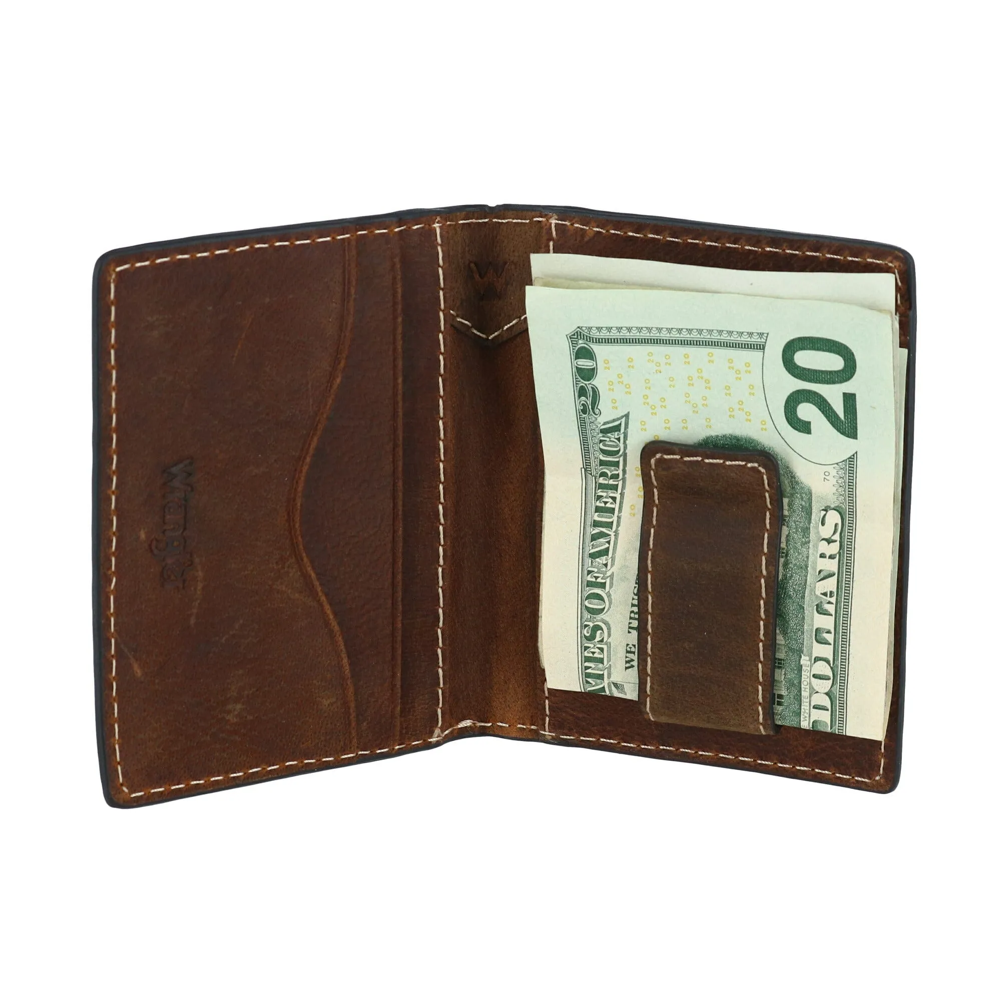 Wrangler Men's Leather Card Case Wallet with Money Clip sold by Belt Outlet product image thumbnail 5