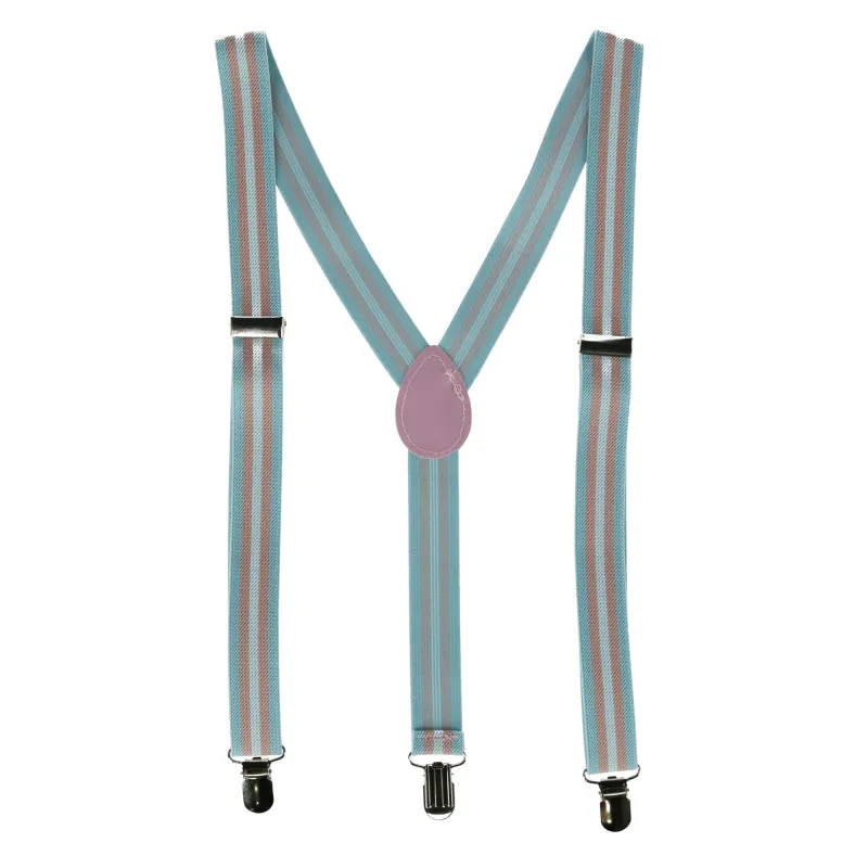 CTM® Stripe Trans Pride Clip-End Suspenders made by Belt Outlet