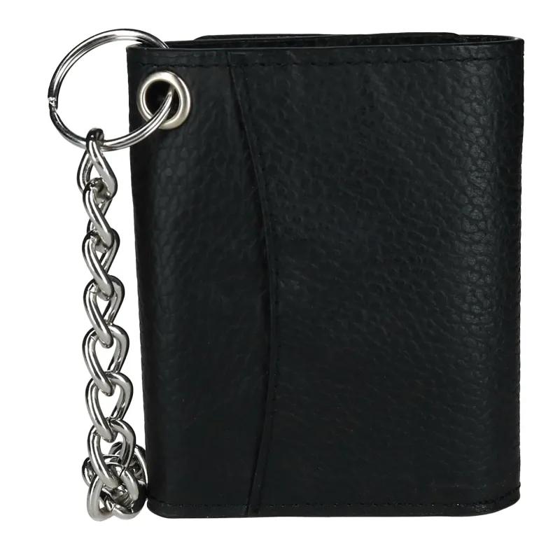 CTM® Men's Pebble Grain Leather RFID Trifold Chain Wallet made by Belt Outlet