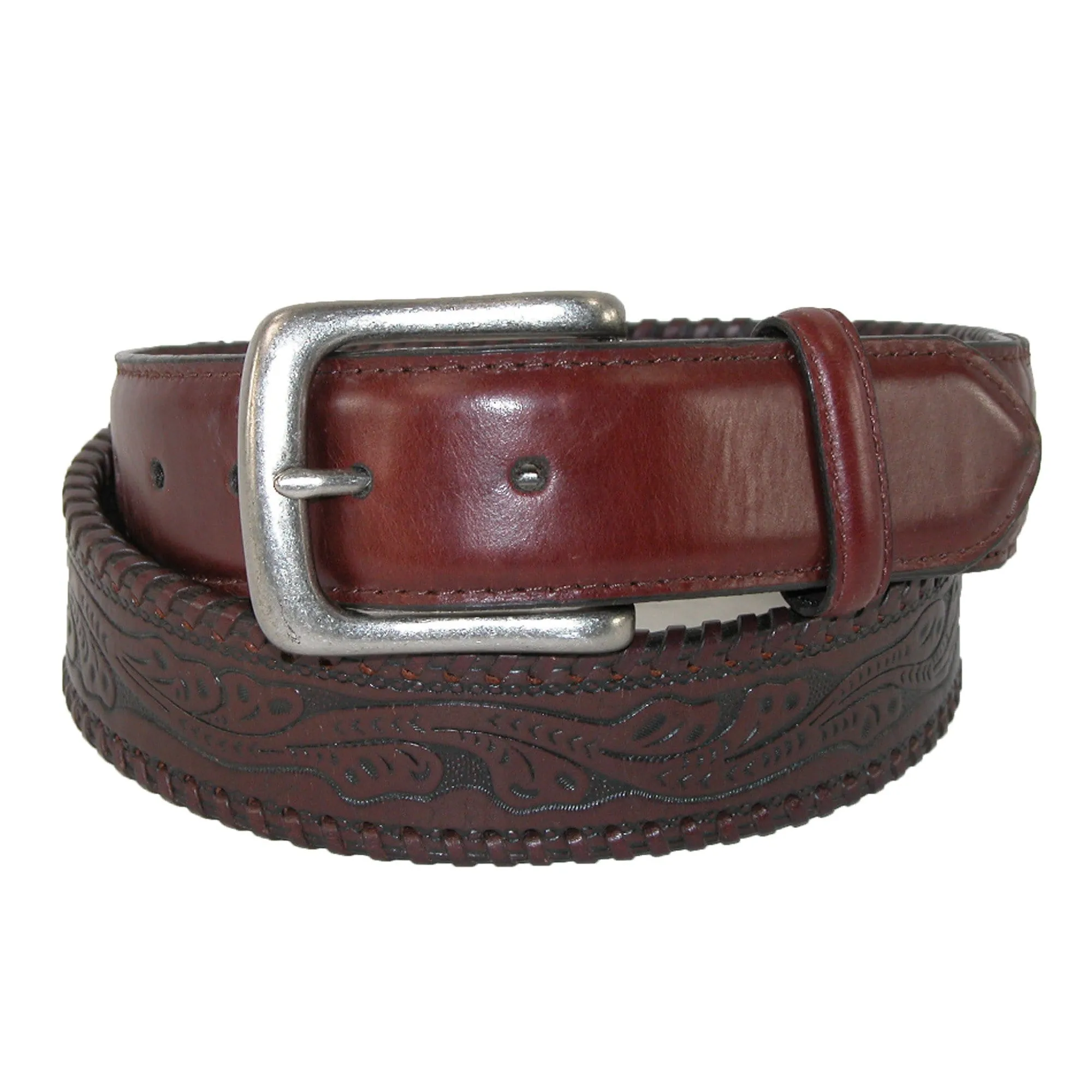 Roper Mens Leather Oil Tanned Embossed Western Belt sold by Belt Outlet