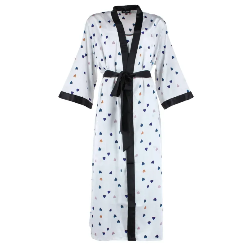 CTM® Women's Plus Size Heart Satin Slip and Robe Pajama Set made by Belt Outlet