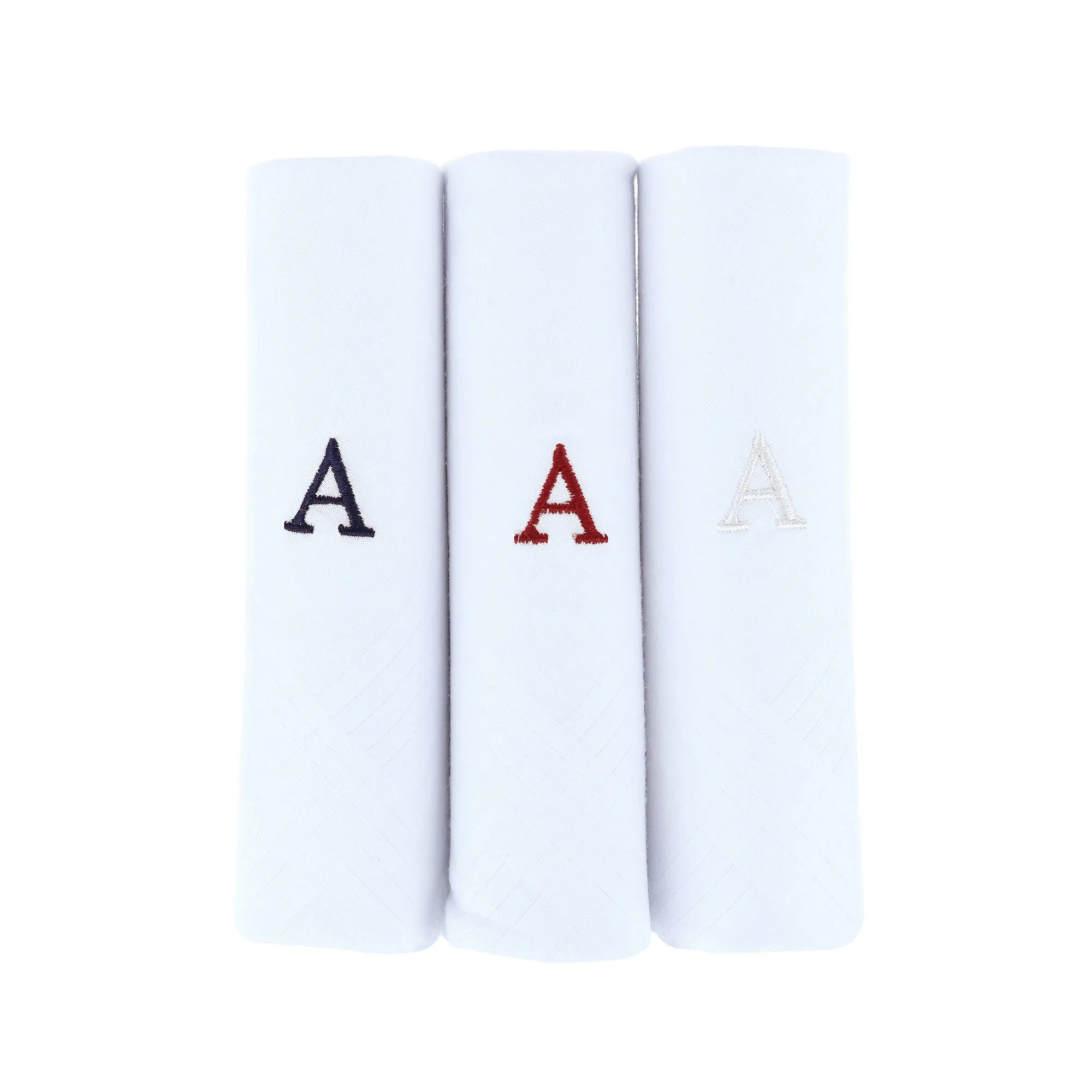 Umo Lorenzo Men's Cotton Boxed Initial Alphabet Handkerchiefs (Pack of 3) sold by Belt Outlet