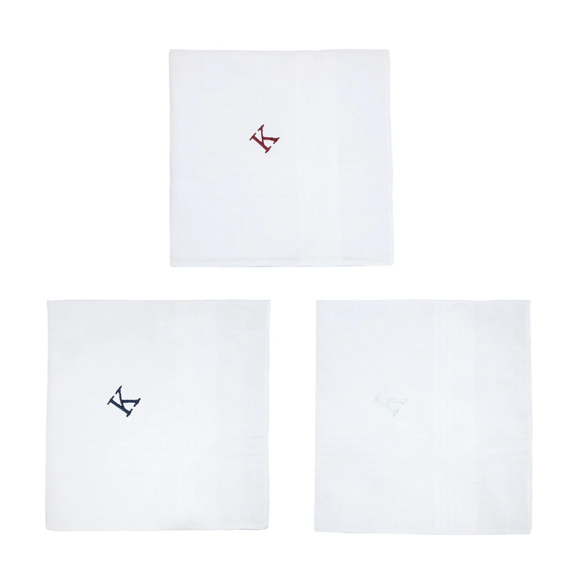 Umo Lorenzo Men's Cotton Boxed Initial Alphabet Handkerchiefs (Pack of 3) sold by Belt Outlet product image thumbnail 5