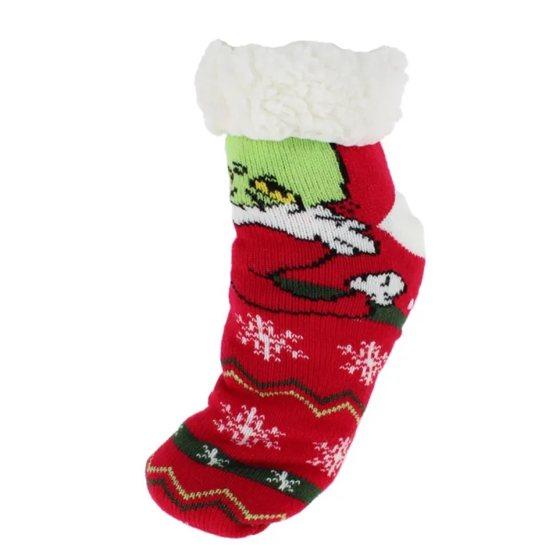 Textiel Trade Women's The Grinch Holiday Home and Slipper Socks (1 Pair) made by Belt Outlet