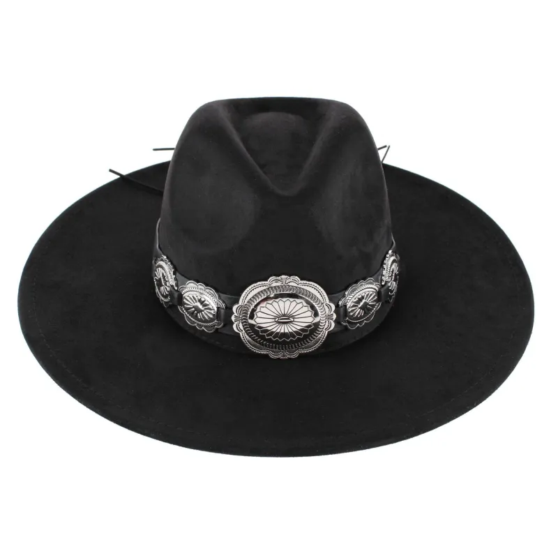 CTM® Women's Large Concho Western Fedora made by Belt Outlet