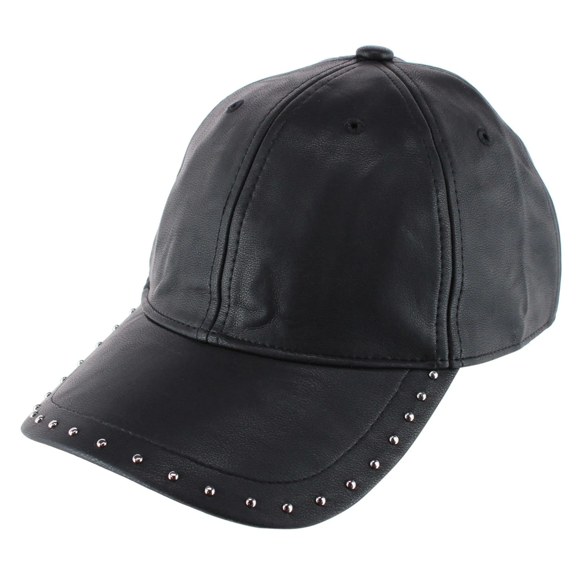 CTM® Women's Leather Rivet Baseball Cap sold by Belt Outlet