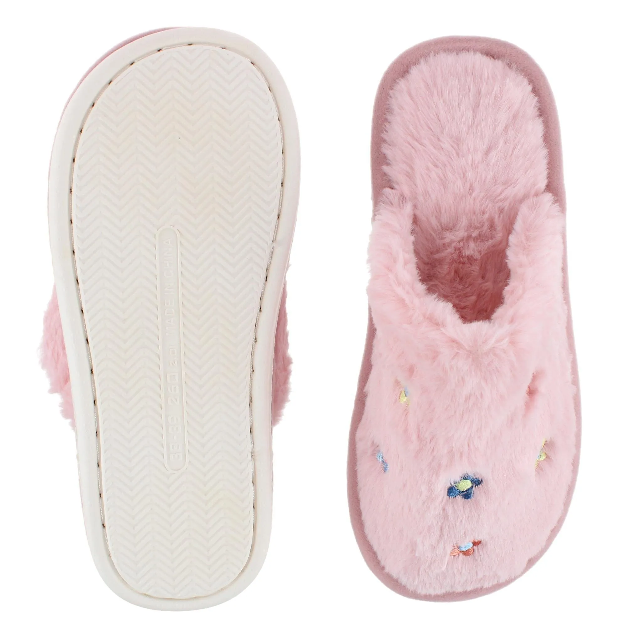 CTM® Women's Flower Print Fur Slippers sold by Belt Outlet product image thumbnail 5