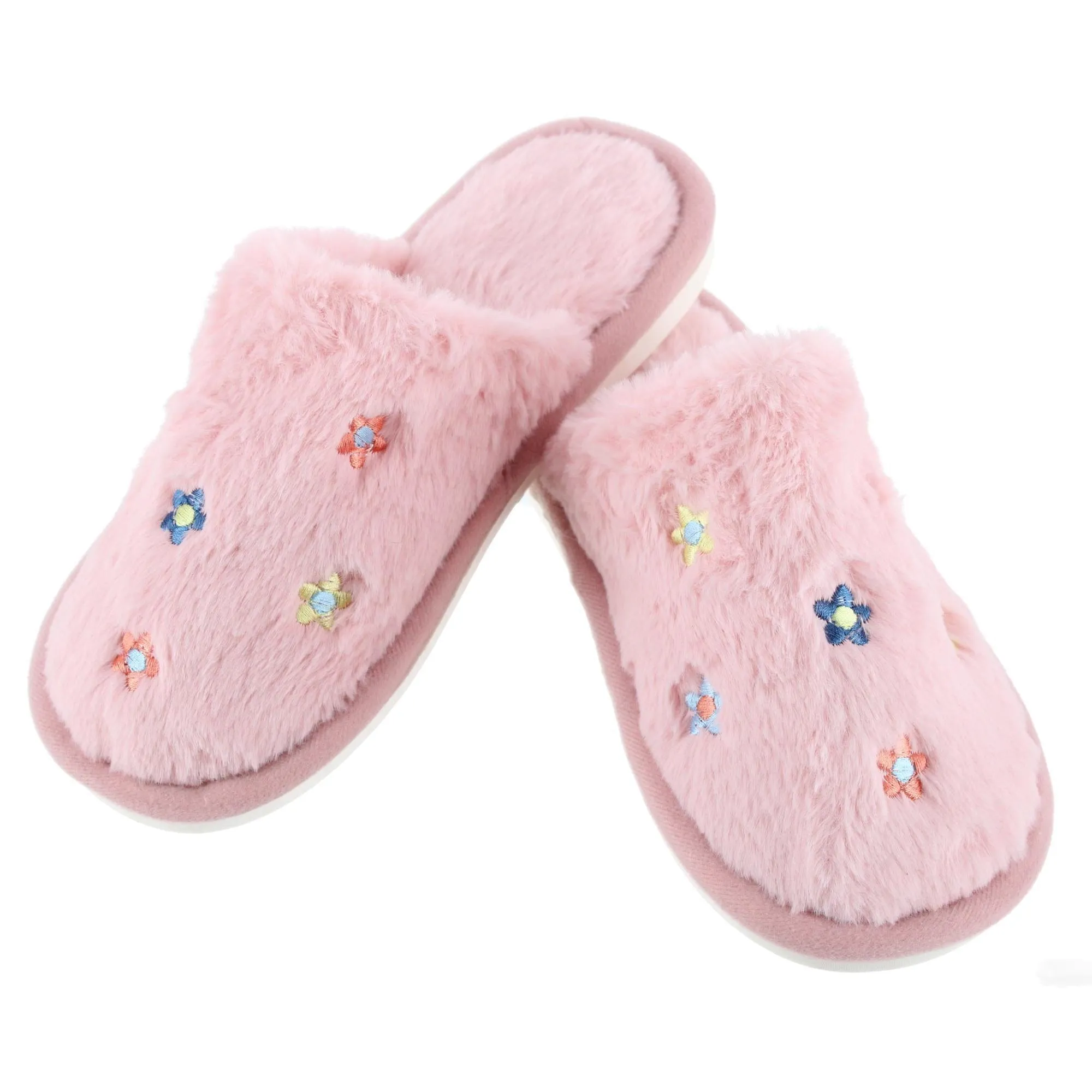 CTM® Women's Flower Print Fur Slippers sold by Belt Outlet product image thumbnail 2