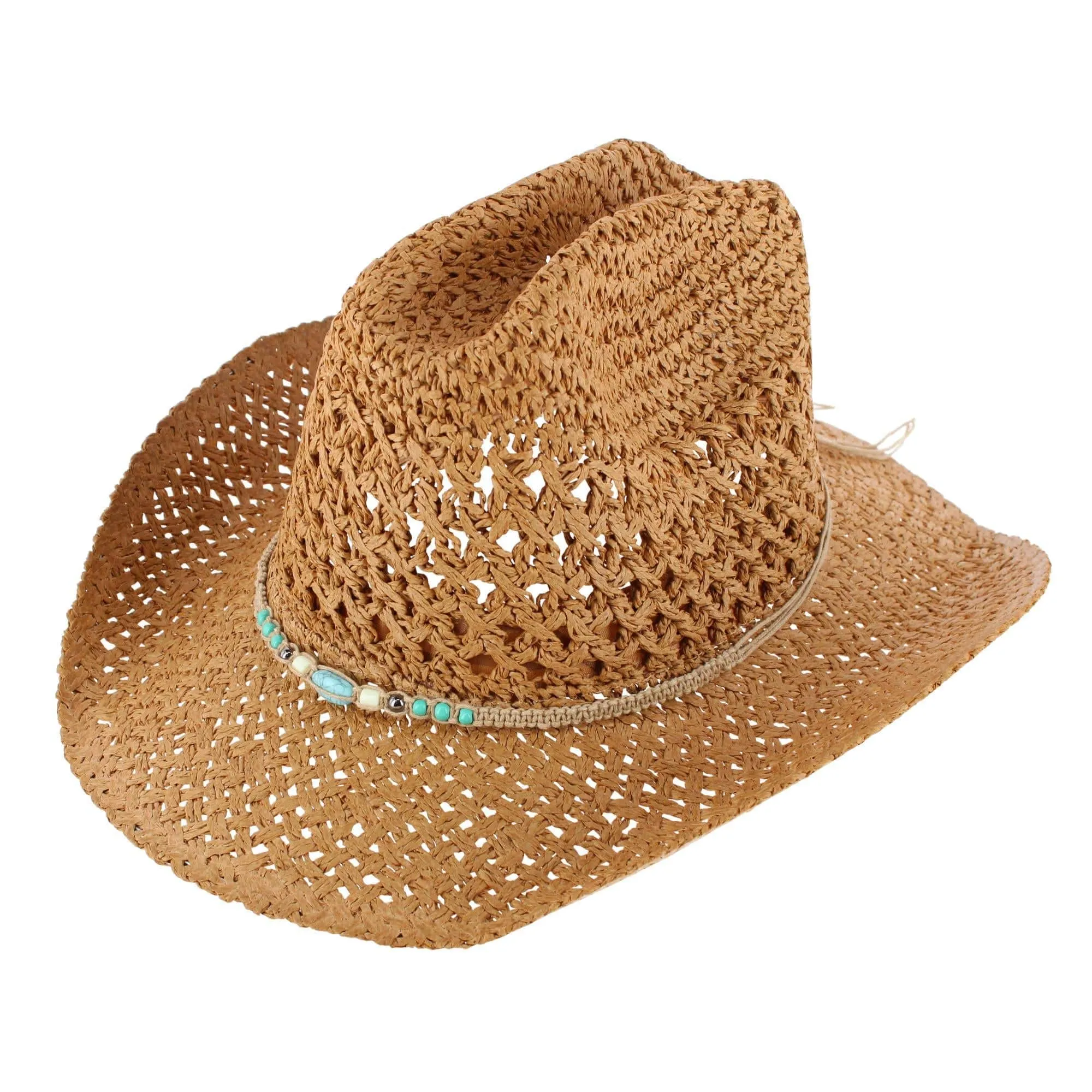CTM® Women's Braided Bead Straw Cowboy Hat sold by Belt Outlet