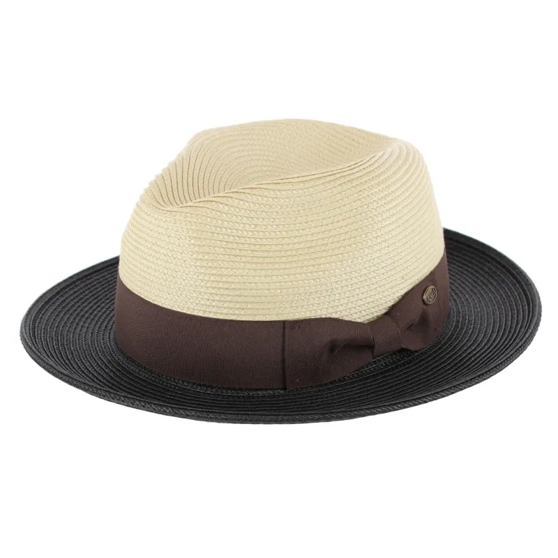 Epoch Hats Company Men's Poly Braid Two Tone Fedora Hats With Contrast Band made by Belt Outlet