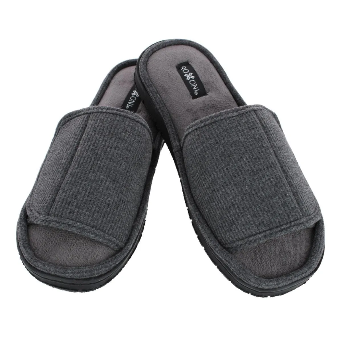 CTM® Men's Supportive Open Toe Hook and Loop Slide Slippers sold by Belt Outlet product image thumbnail 2