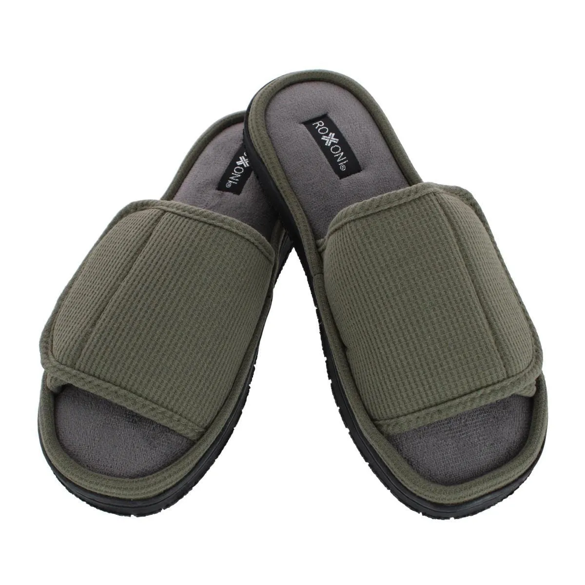 CTM® Men's Supportive Open Toe Hook and Loop Slide Slippers sold by Belt Outlet