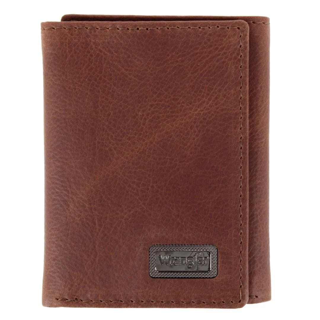 Wrangler Men's Pebble Grain Leather Trifold Wallet with Metal Logo sold by Belt Outlet product image thumbnail 5