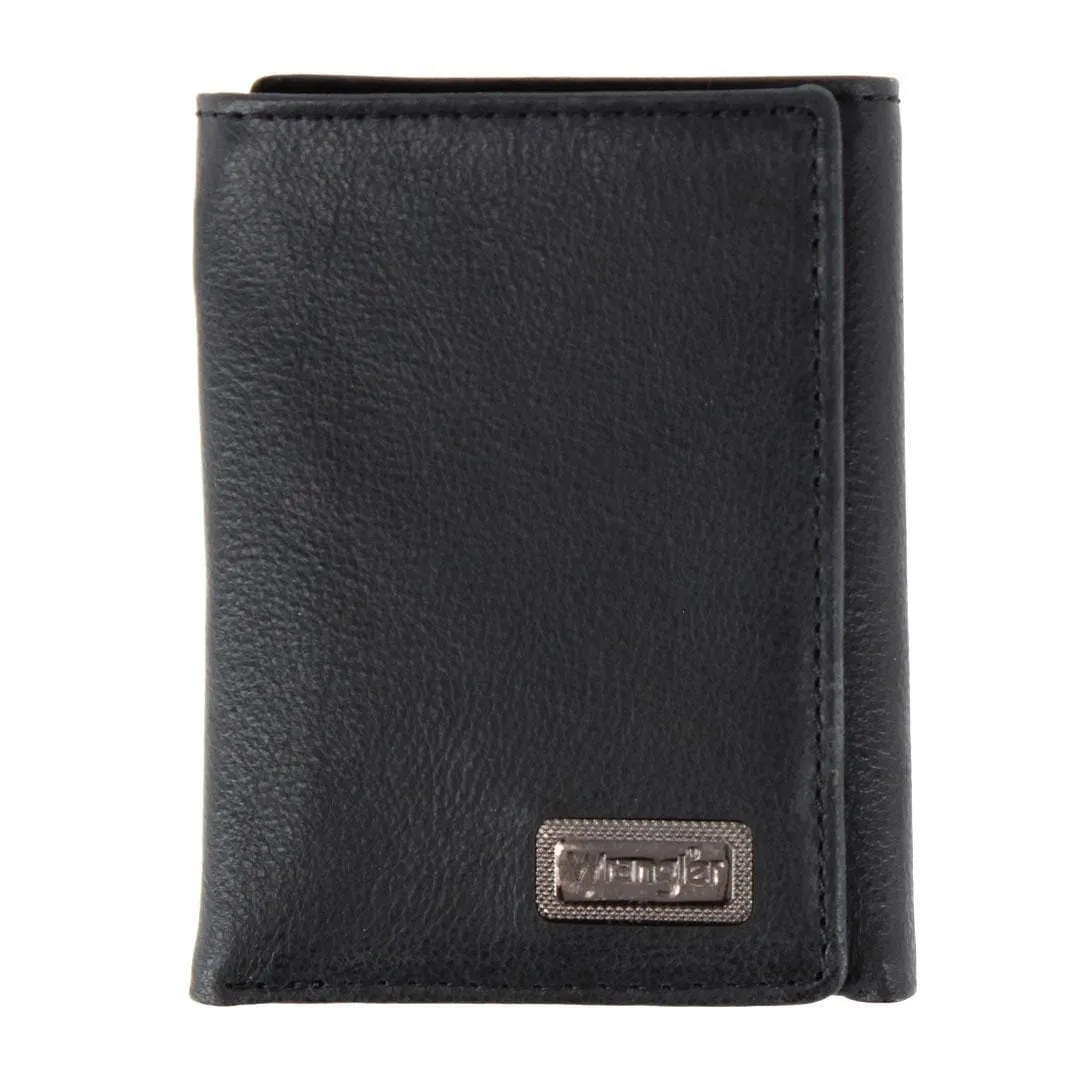 Wrangler Men's Pebble Grain Leather Trifold Wallet with Metal Logo sold by Belt Outlet product image thumbnail 2