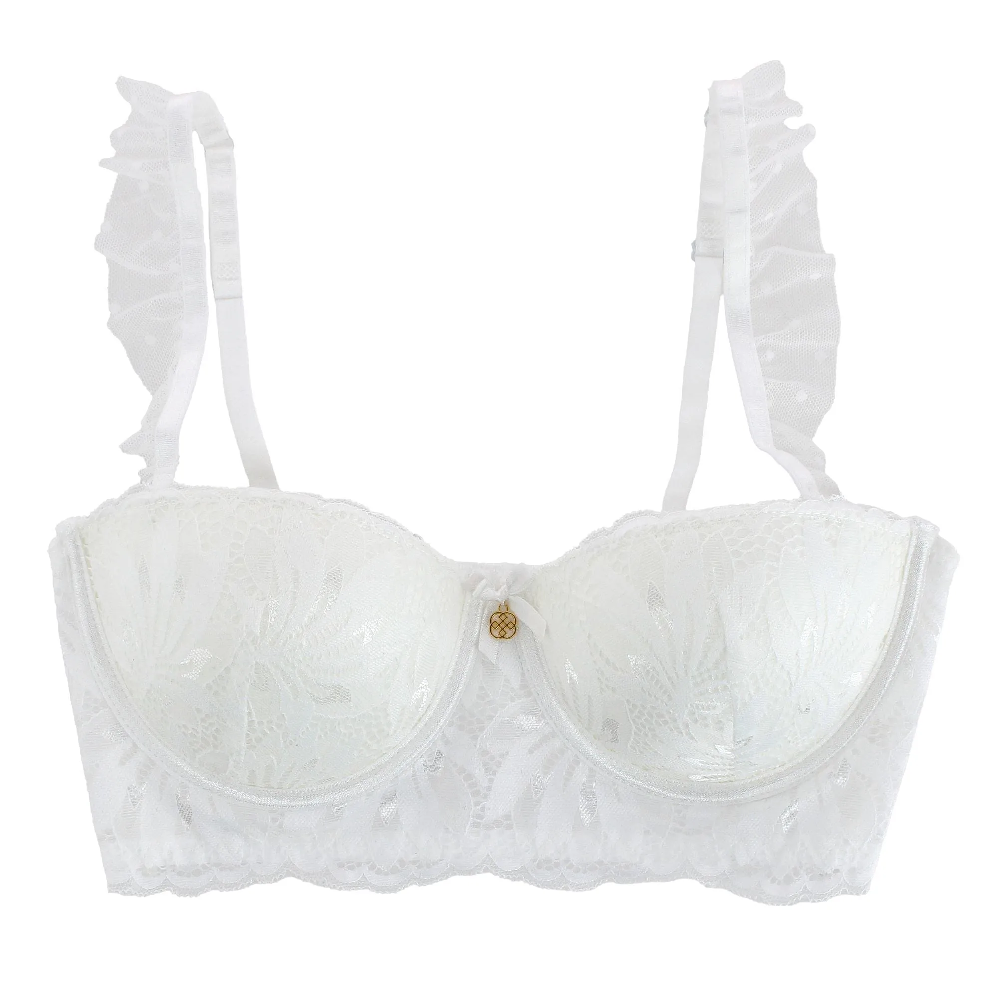 Daisy Fuentes Women's 2 Piece White Ruffle Lace Bra and Panty Set sold by Belt Outlet product image thumbnail 4