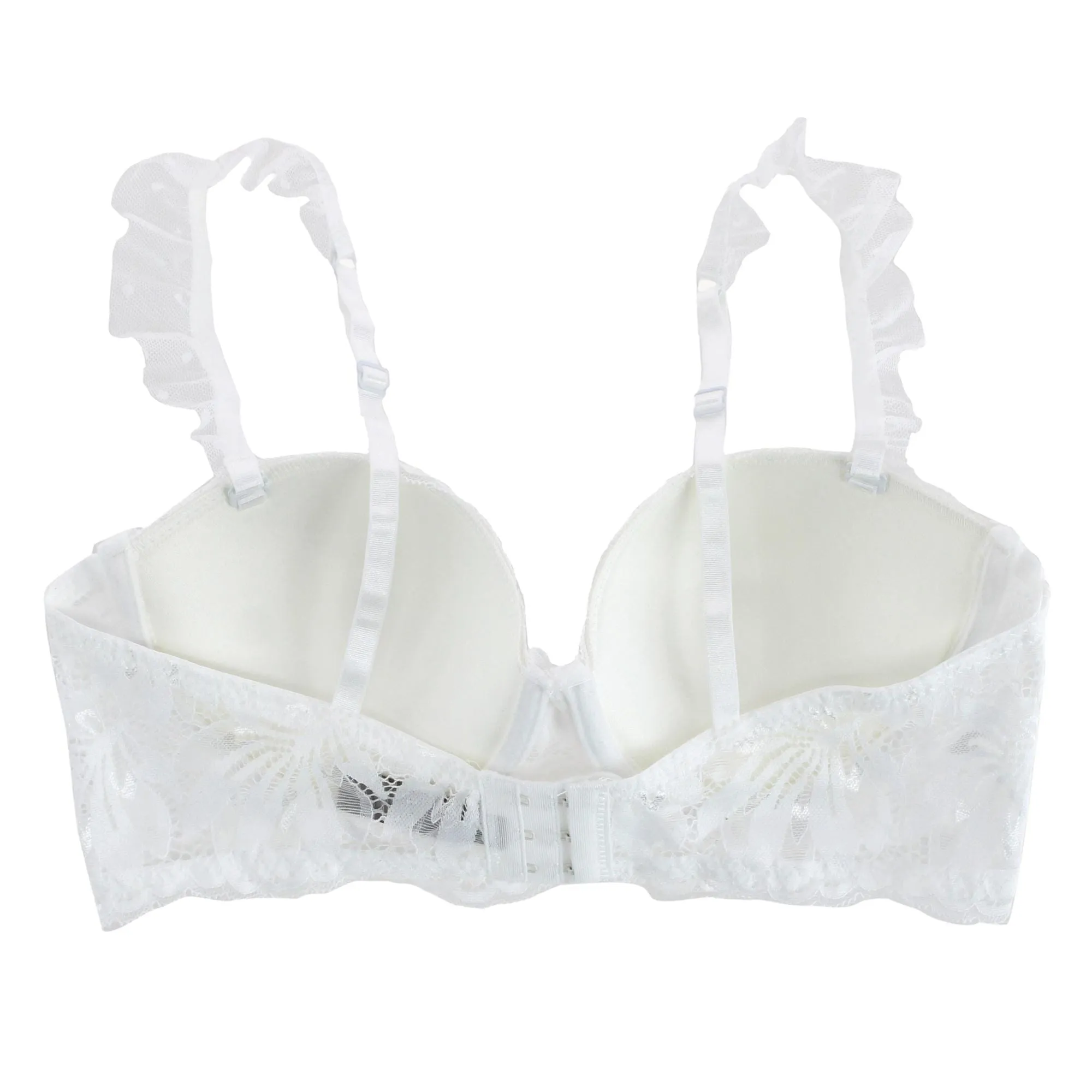 Daisy Fuentes Women's 2 Piece White Ruffle Lace Bra and Panty Set sold by Belt Outlet product image thumbnail 5