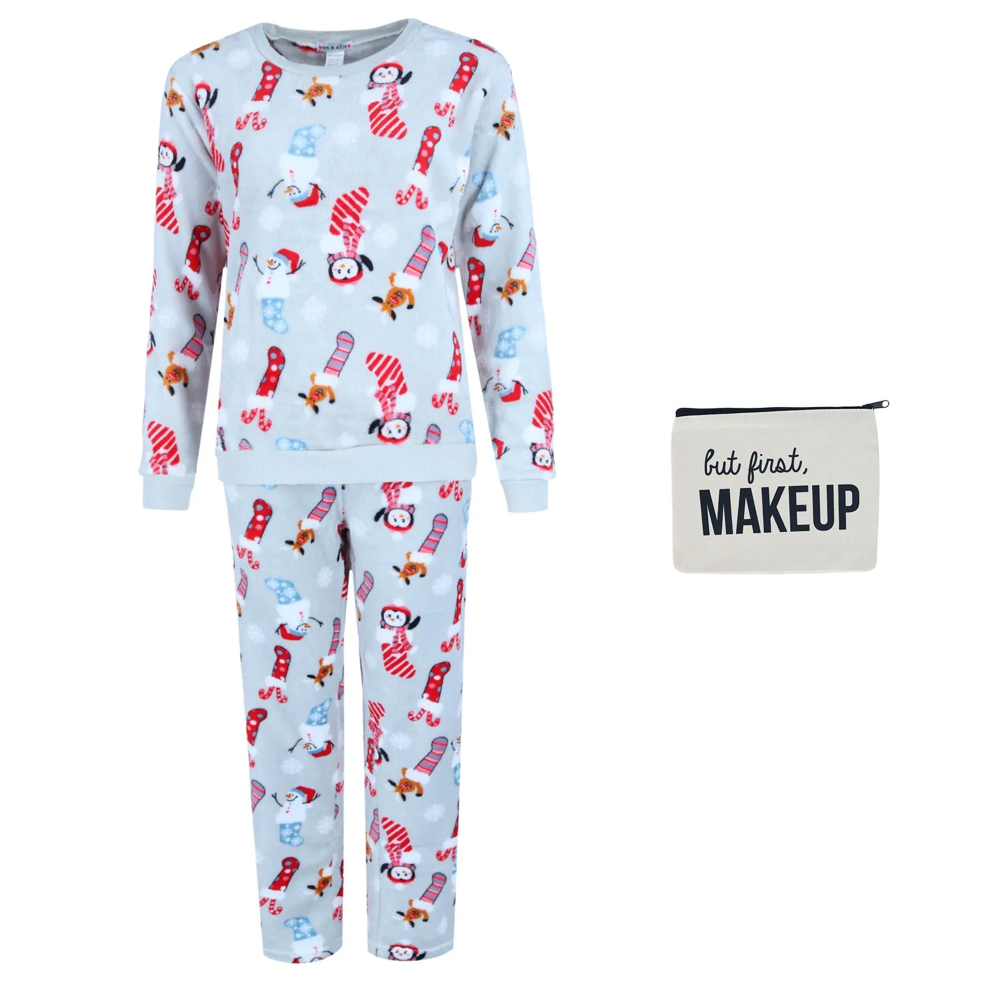 em & alfie Women's Snowman Print Plush PJ Set sold by Belt Outlet product image thumbnail 2