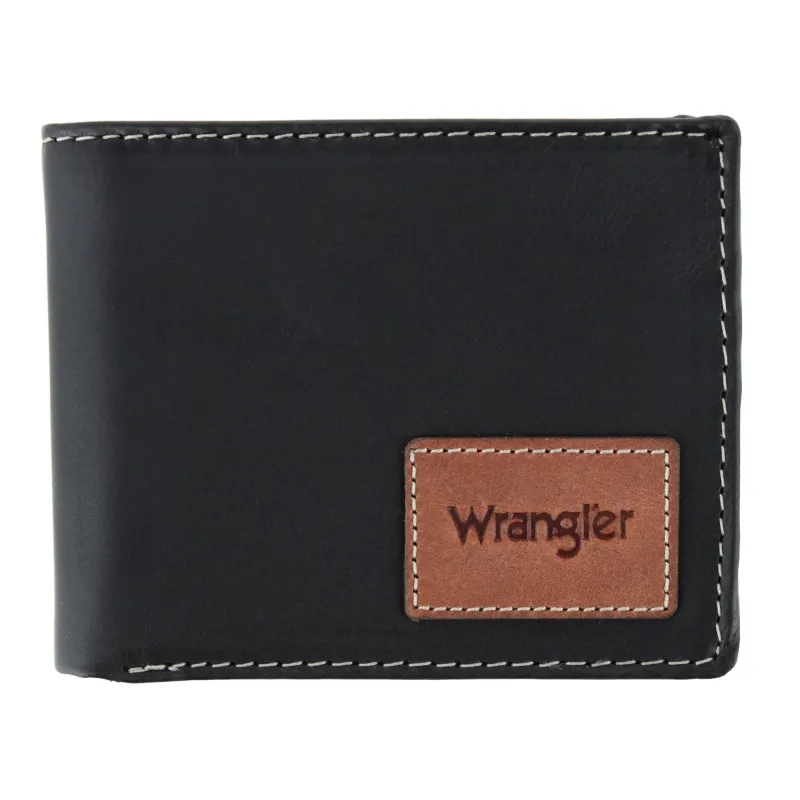 Wrangler Men's Leather Bifold Wallet with Tracker Tag Pocket made by Wrangler