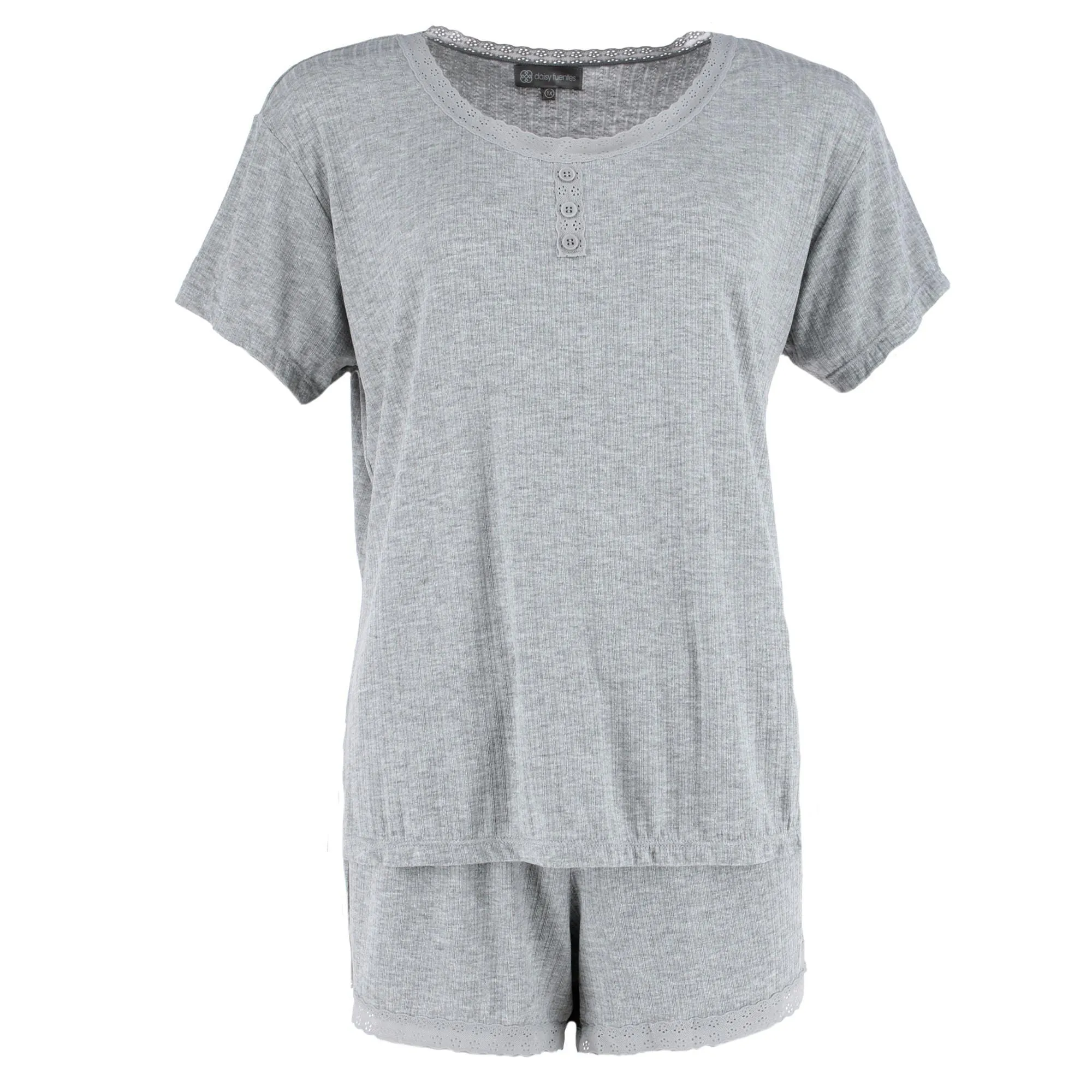 Daisy Fuentes Women's Plus Size Short Sleeve Pointelle Pajama Set sold by Belt Outlet product image thumbnail 4