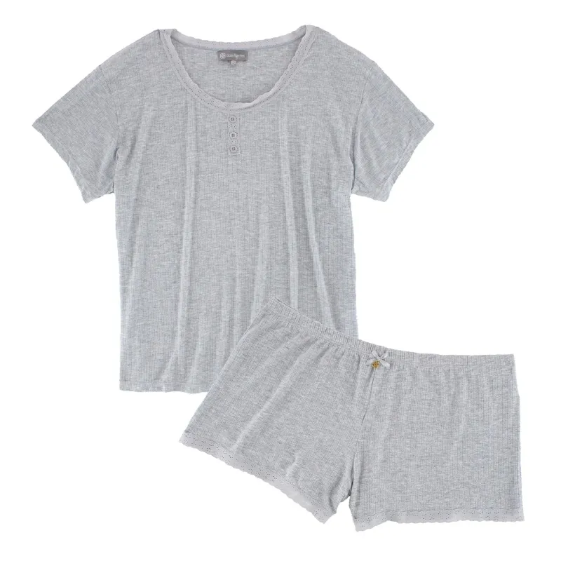 Daisy Fuentes Women's Plus Size Short Sleeve Pointelle Pajama Set made by Daisy Fuentes