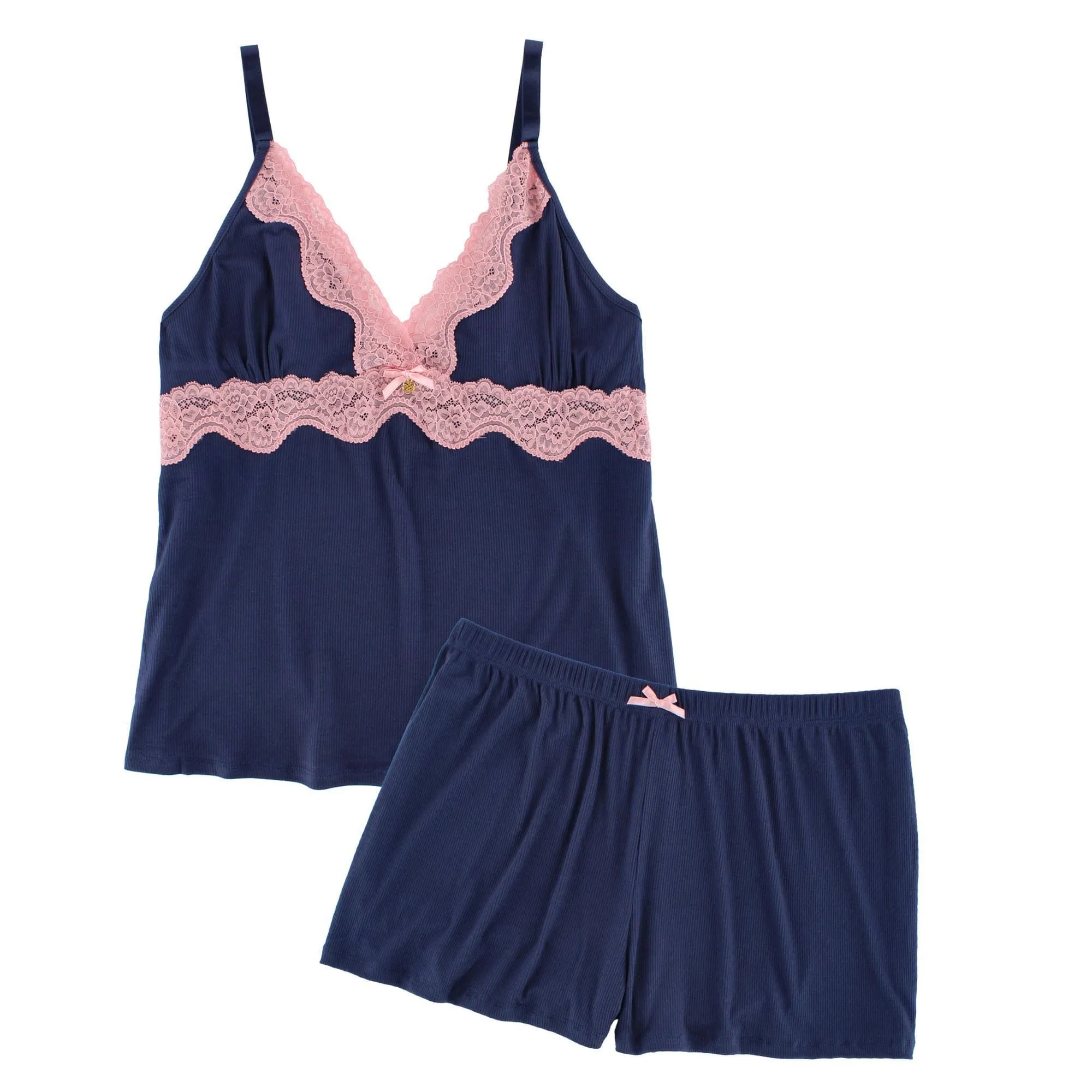 Daisy Fuentes Women's Plus Size Ribbed Lace Cami and Shorts Sleep Set sold by Belt Outlet product image thumbnail 5