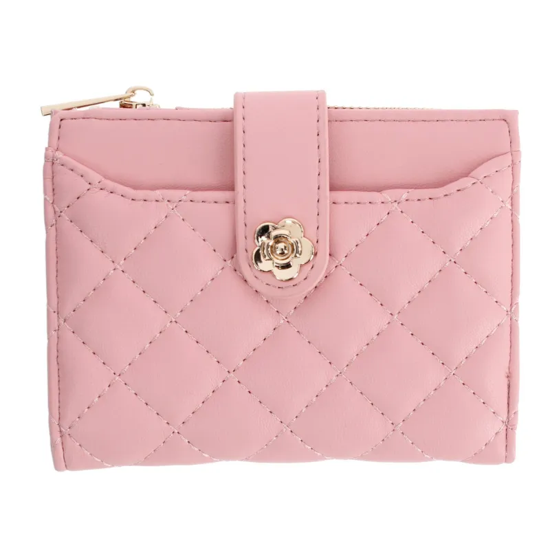 CTM® Women's Premium Faux Leather Quilt Quality Bi-Fold Wallet made by Belt Outlet