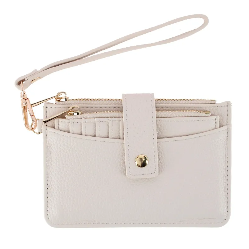 CTM® Women's Premium Faux Leather Solid Color Card Case Wristlet made by Belt Outlet