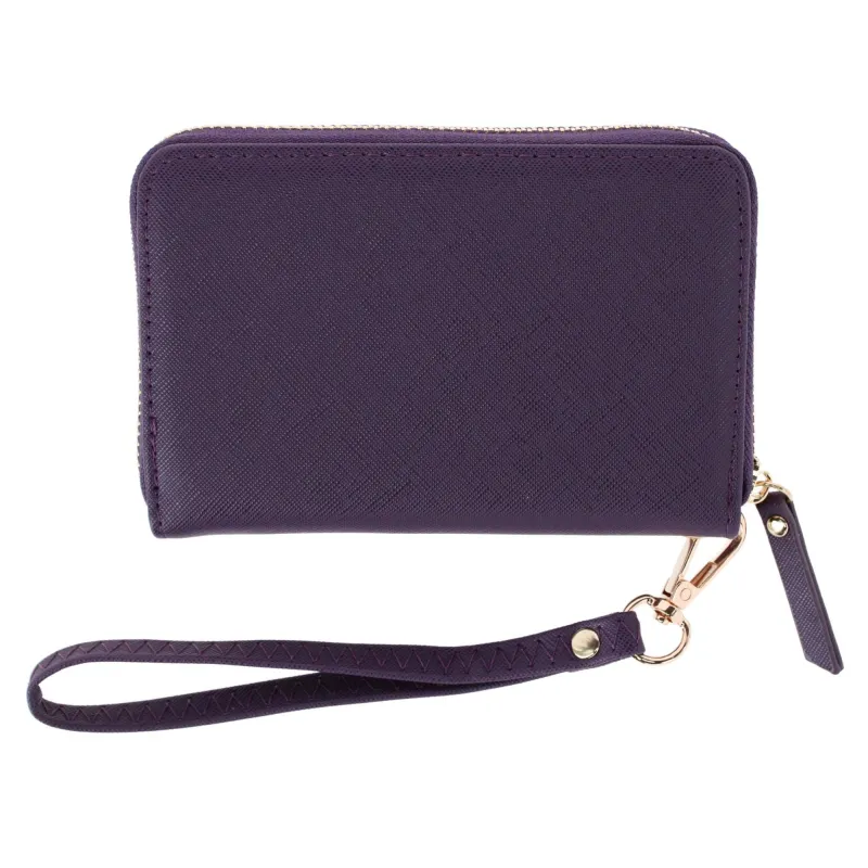 CTM® Women's Premium Faux Leather Zip Around Wristlet Wallet made by Belt Outlet