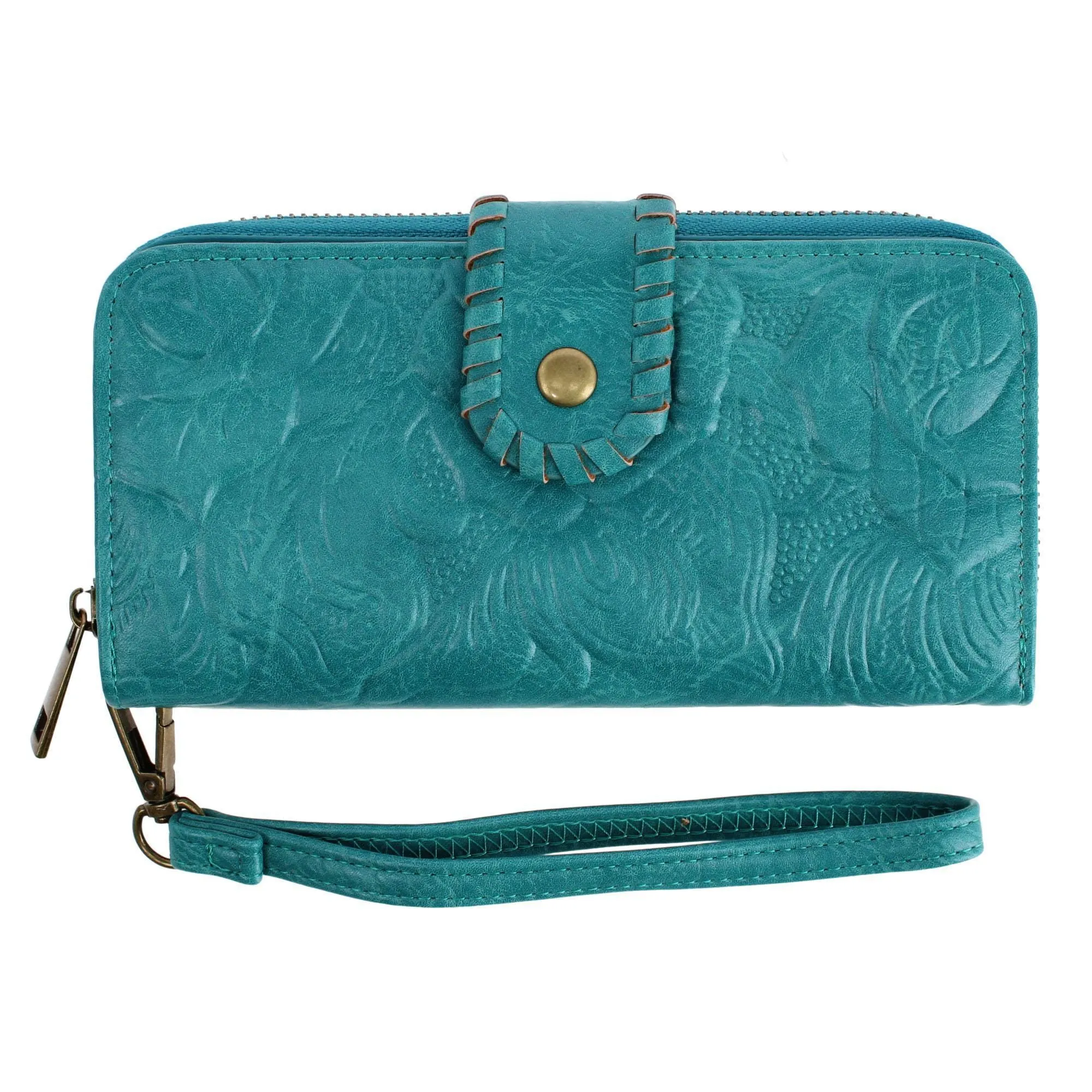 CTM® Women's Floral Embossed Premium Faux Leather Snap Closure Wristlet Wallet sold by Belt Outlet product image thumbnail 4